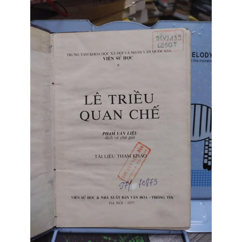 Sách: Lê Triều Quan Chế  - Tác giả: Viện Sử Học (A3) 598403