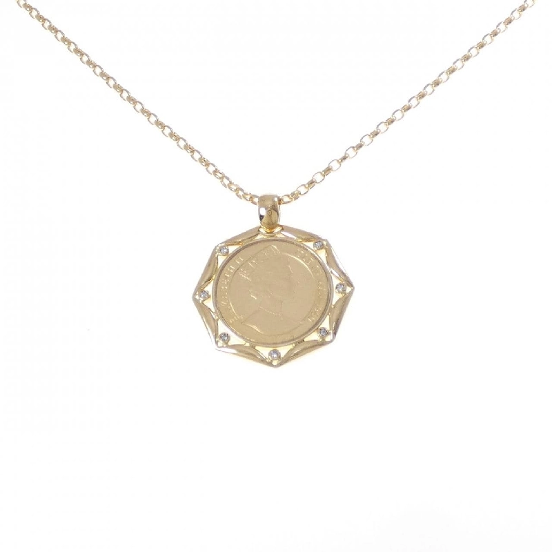 K18YG(枠) Dây chuyền đồng xu kim cương 0.07CT - Hàng hiệu Authentic 858519