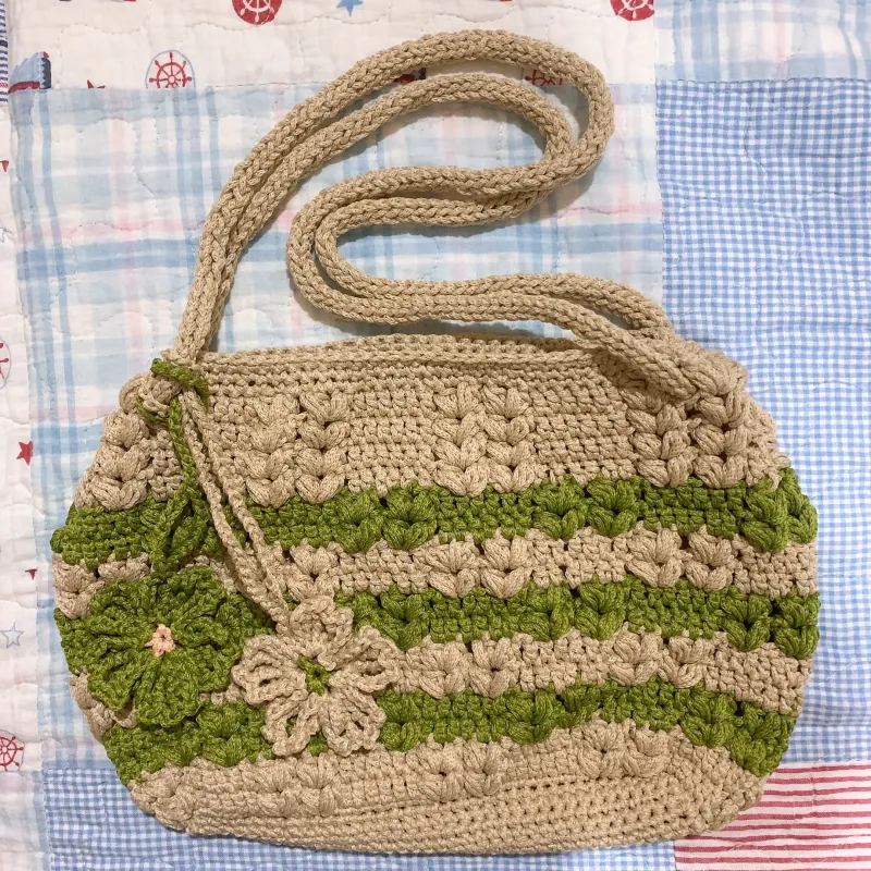 TÚI SỢI  MÓC TAY HOẠ TIẾT DỄ THƯƠNG - HANDMADE CROCHET BAG 763509