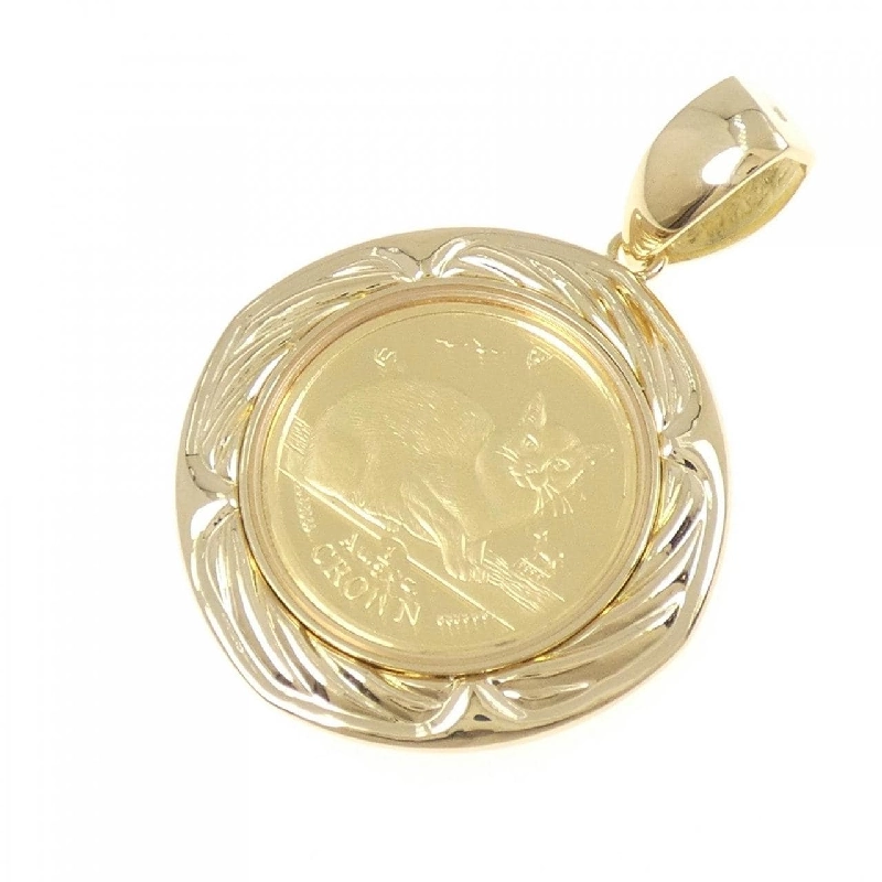 K18YG(枠) Đồng xu mặt dây chuyền - Hàng hiệu Authentic 865309