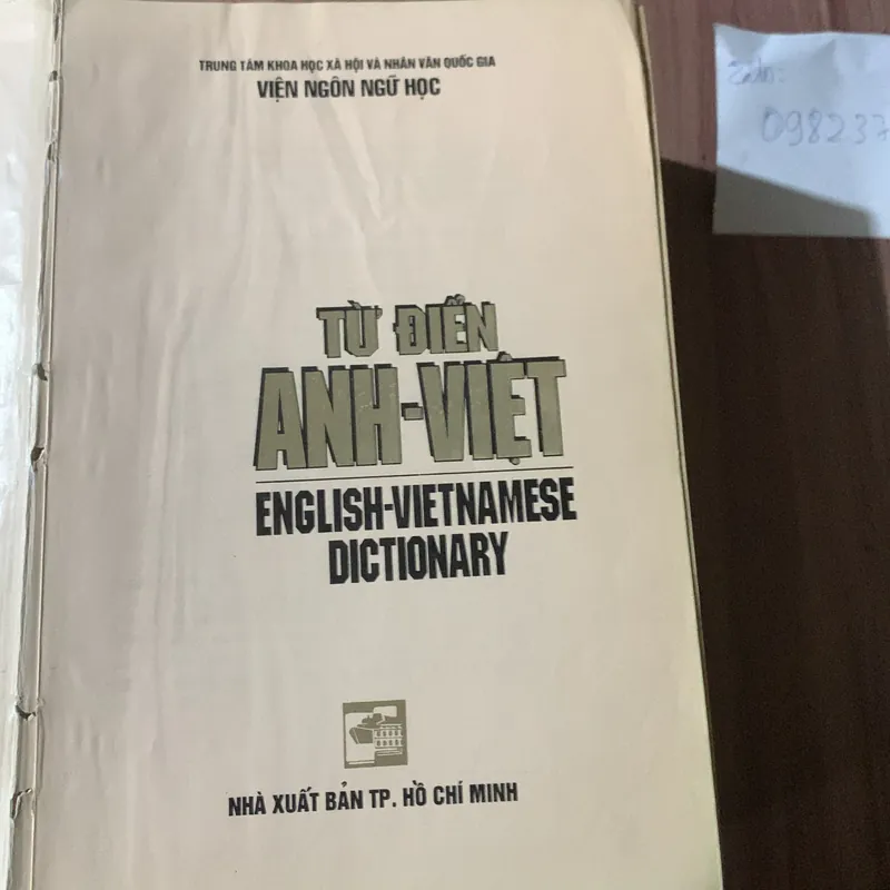 Từ điển Anh Việt, Viện Ngôn Ngữ học, in năm 1998 591538