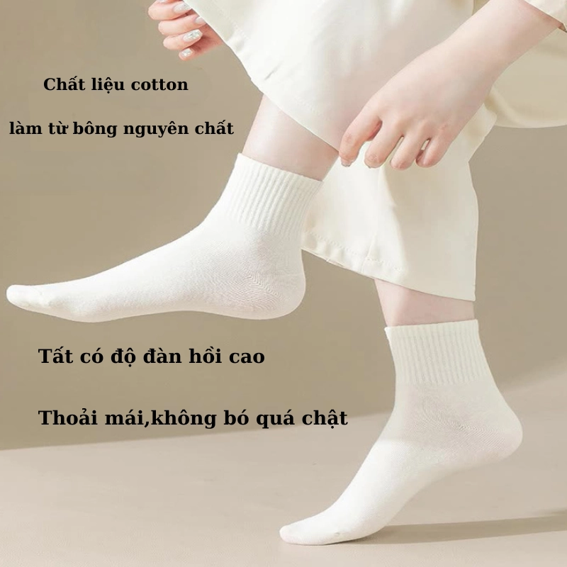 Combo 4 đôi vớ tất nữ cotton cổ trung 332449