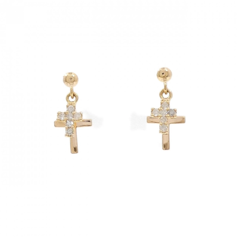 K18PG Bông tai kim cương hình chữ thập - Hàng hiệu Chính hãng 866595