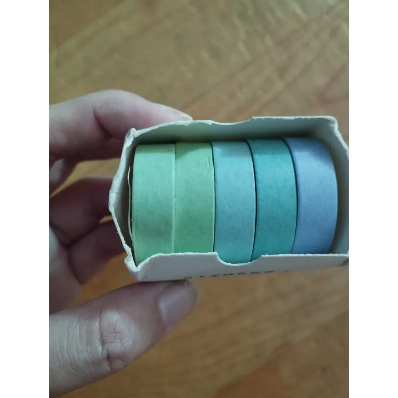 Băng dính washi màu pastel 5 chiếc - Macaron màu xanh ngọc, xanh lam, xanh lá 735875