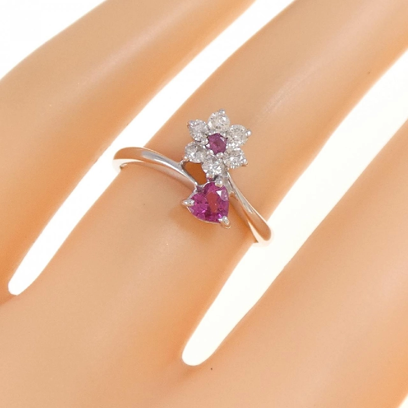 Nhẫn tourmaline hình hoa × trái tim K18WG 668031