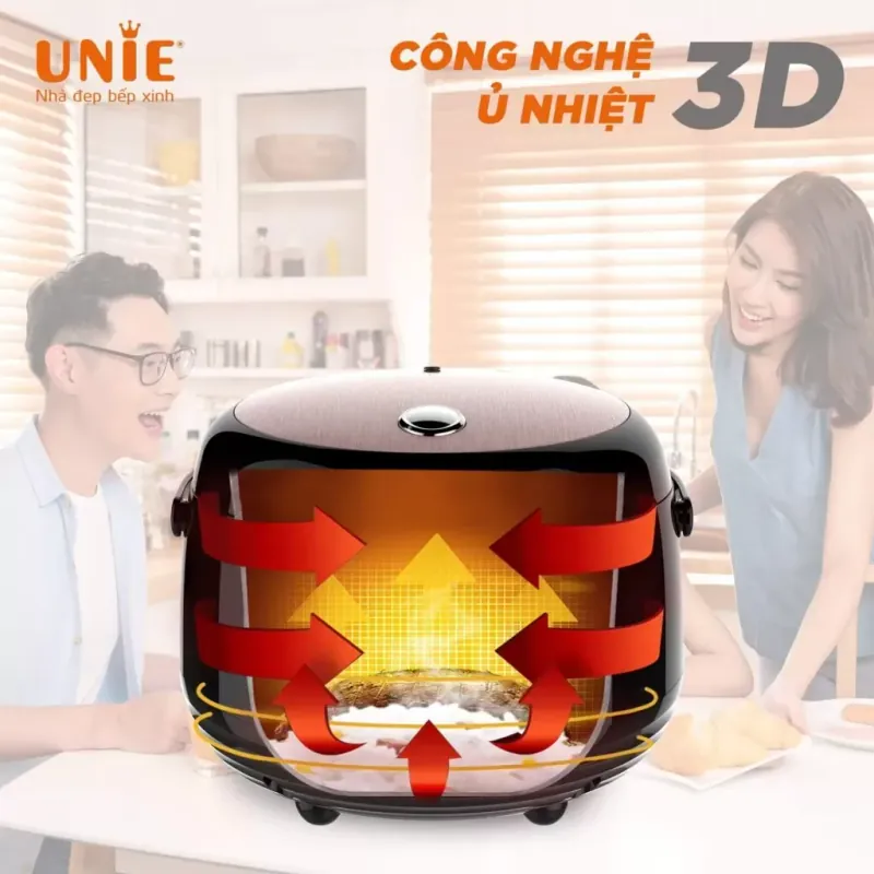 Nồi cơm điện UNIE UEC1572B dung tích 1.5L, lòng nồi gốm cao cấp 958039