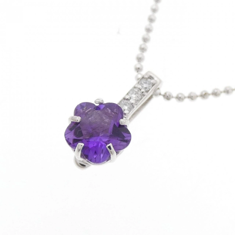 K18WG/PT850 Hoa Amethyst Dây Chuyền - Hàng hiệu Authentic 851159