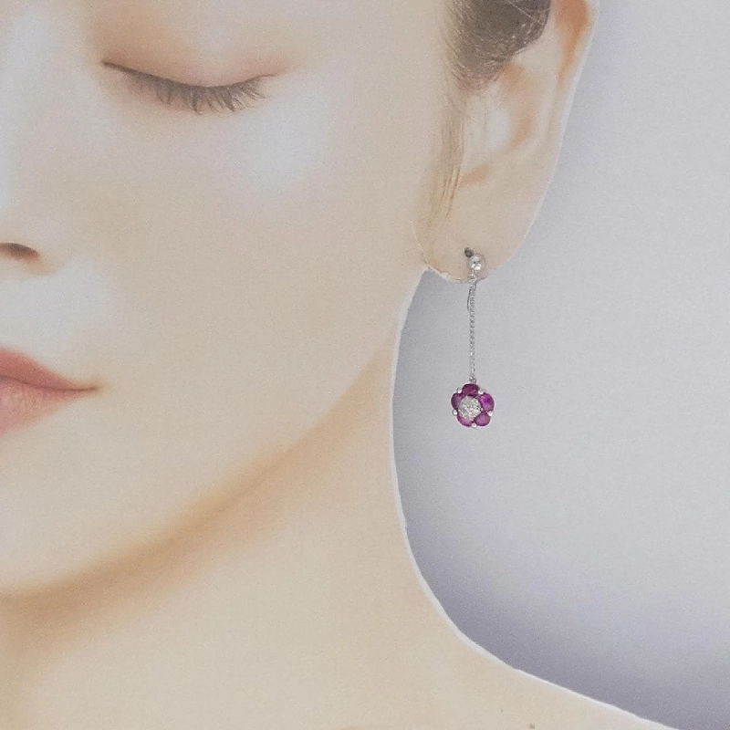 K14WG Hoa Hồng Ruby Bông Tai 2.30CT - Hàng hiệu Chính hãng 872257