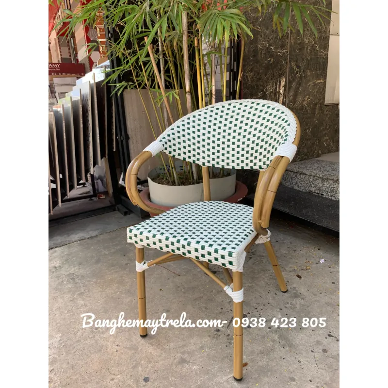 Ghế cafe nhựa giả mây khung nhôm 589056