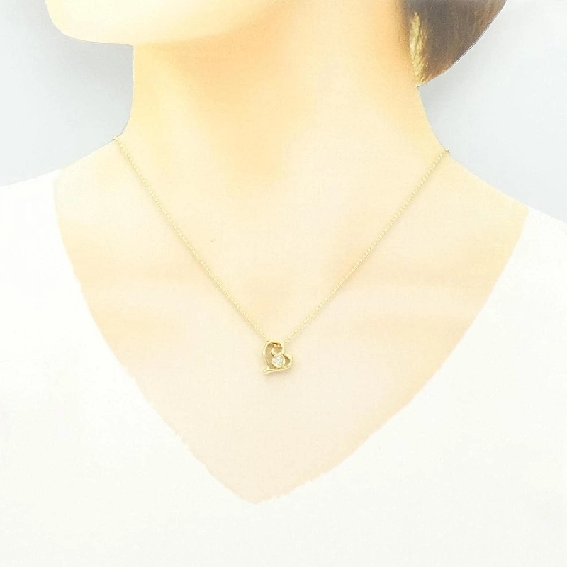 Dây chuyền kim cương hình trái tim K18YG 0.07CT - Hàng hiệu Chính hãng 858040