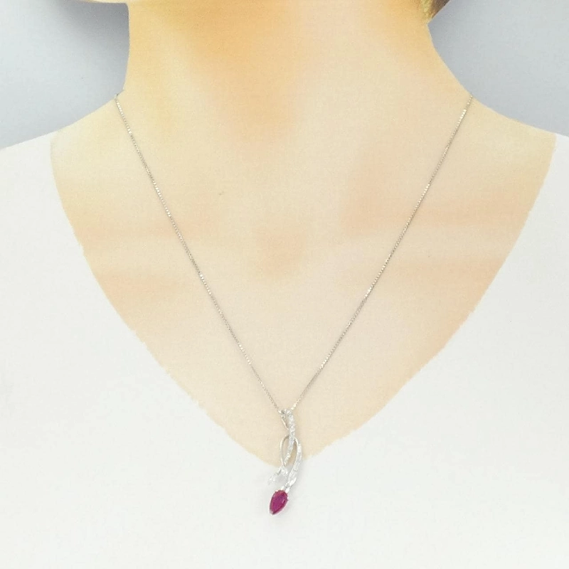 K18WG Dây chuyền Ruby 1.04CT - Hàng hiệu Chính hãng 858924