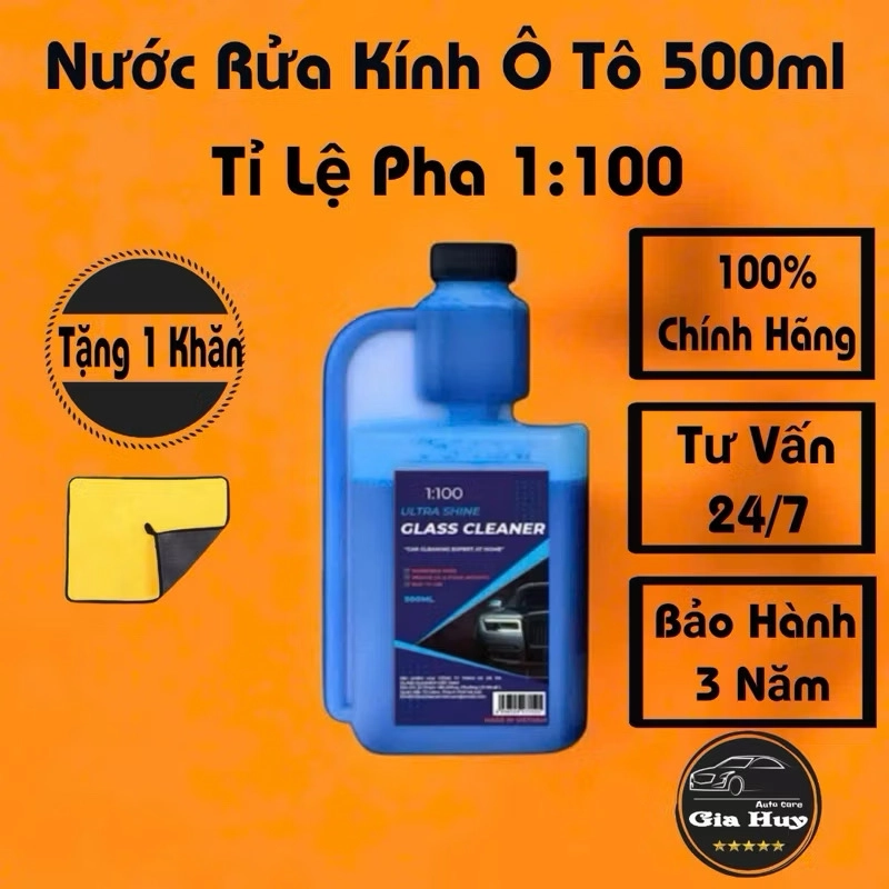 Nước Rửa Kính Ô Tô Chuyên Dụng GLASS CLEANER 1Lít,Tỉ Lệ Pha 1:100 Tiết Kiệm 452646