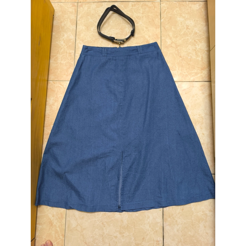 váy midi jean giấy dáng A  529658