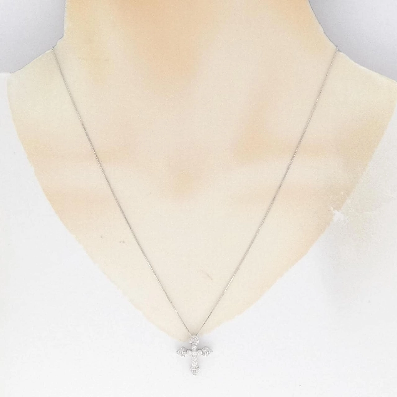 K18WG Dây chuyền kim cương hình chữ thập - Hàng hiệu Authentic 863609