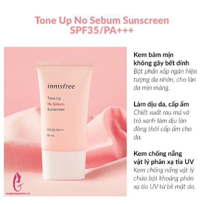 KEM CHỐNG NẮNG INNISFREE TONE UP NO SEBUM - MÀU HỒNG HÀN QUỐC 16877