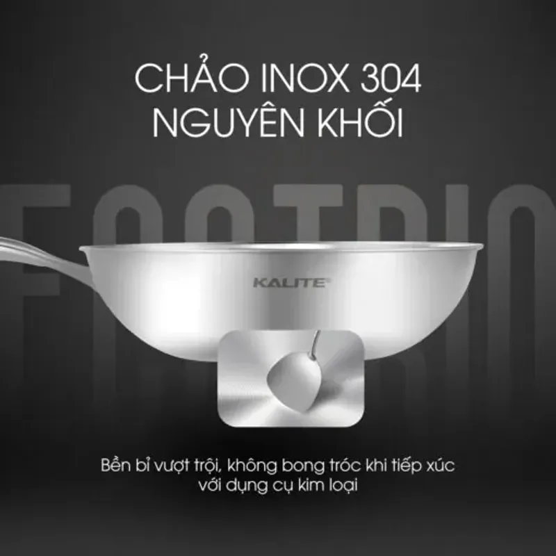 Bộ nồi chảo inox liền khối KALITE ECO Trio, inox 304 an toàn, cấu trúc 3 lớp, bắt từ tốt 931512