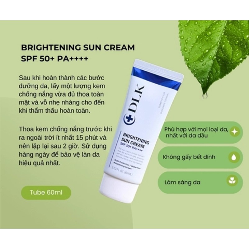 Kem chống nắng DLK Brightening Sun Cream SPF 50+ PA++++ Tube 60ml 193626