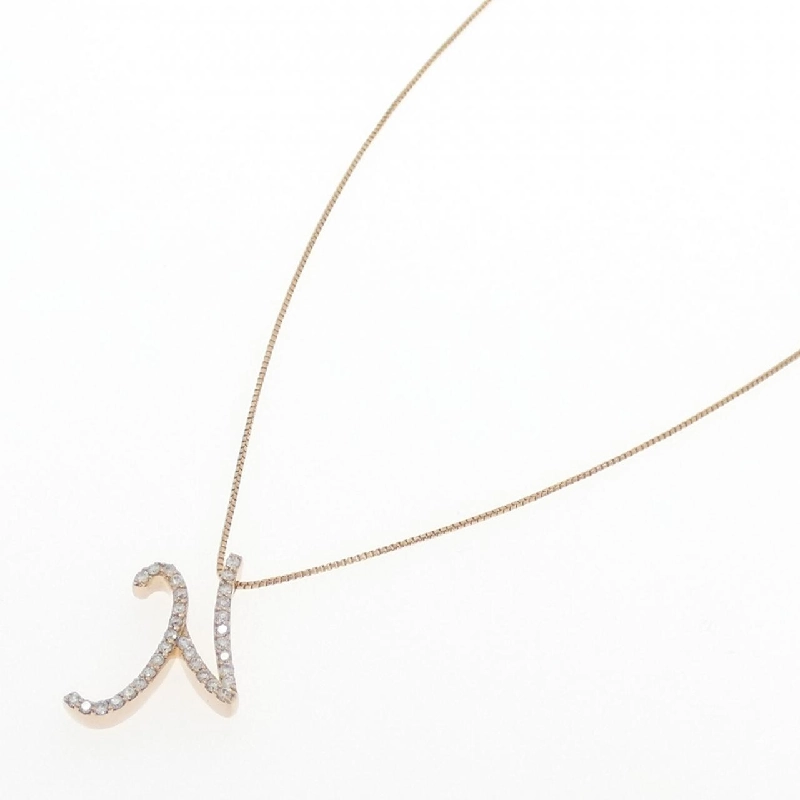 K18PG Chữ cái N Dây chuyền kim cương 0.17CT - Hàng hiệu Chính hãng 860865