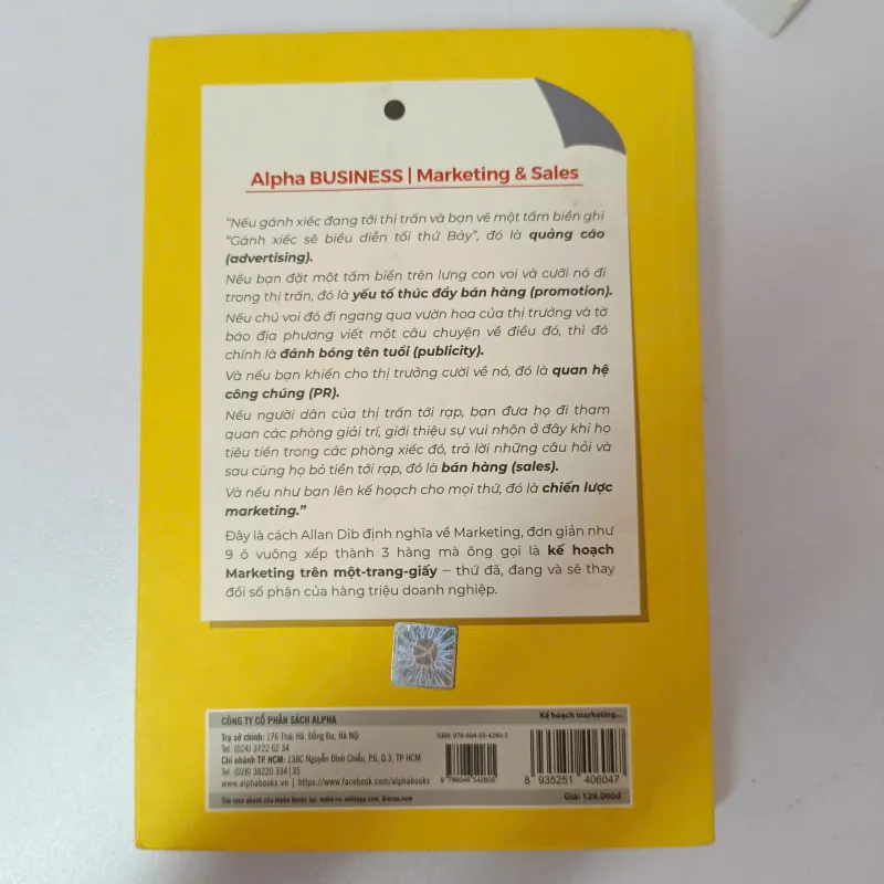 Kế hoạch Marketing trên một trang giấy - Allan Dib 926727