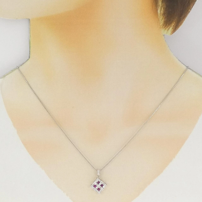 Dây chuyền ruby PT900/PT850 0.68CT - Hàng hiệu Authentic 859053