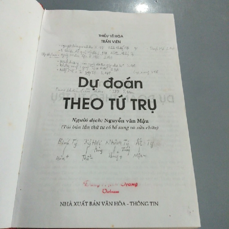 DỰ ĐOÁN THEO TỨ TRỤ - Thiệu Vĩ Hoa 270689