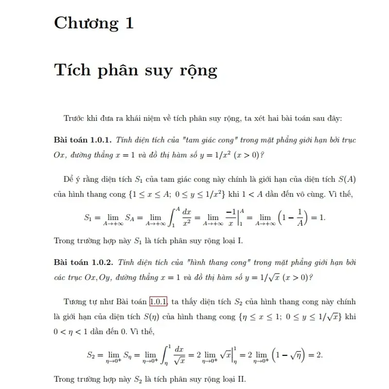 Lý thuyết tích phân suy rộng đầu đủ - Tài liệu học tập Giải Tích 1 ĐH Bách Khoa TP HCM 934155