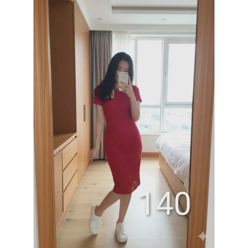 Đầm đỏ cam ( màu bã trầu) size S M mới nguyên mặc Tết cực xinh 1023360