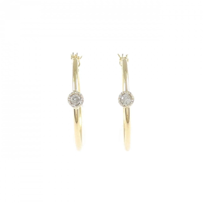 K18YG/K18WG Bông tai kim cương dạng vòng 0.04CT - Hàng hiệu Chính hãng 864430