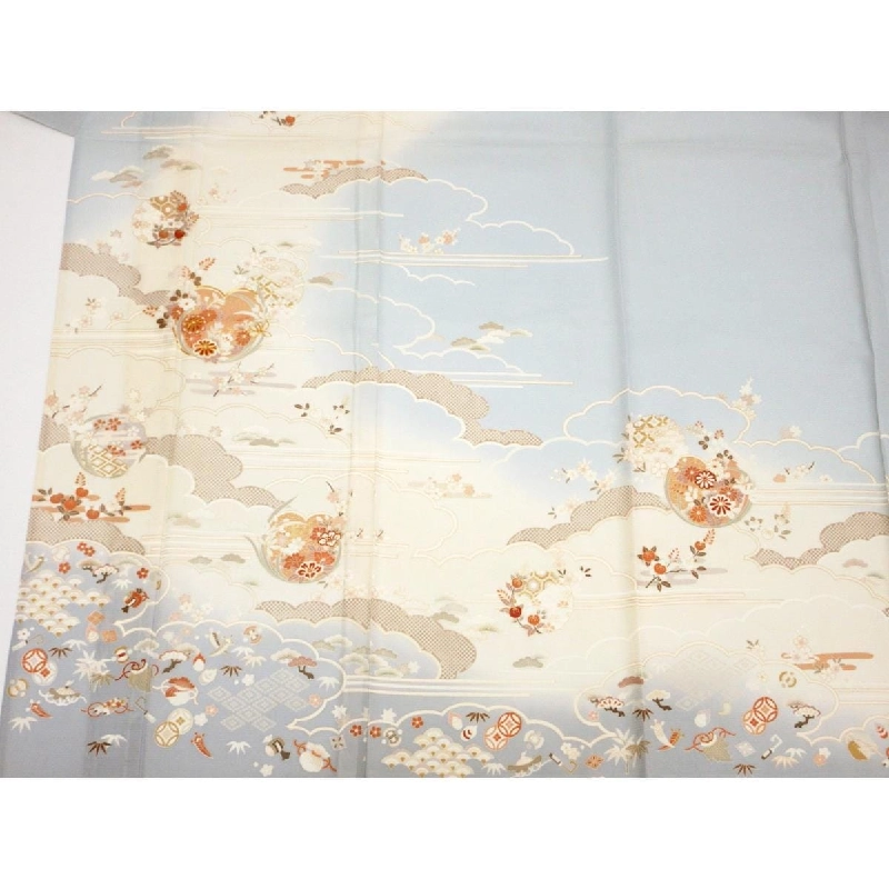 Áo kimono đơn lớp Komaro, trang trí vàng Yuzen, thêu màu ombre - Hàng hiệu Authentic 877169