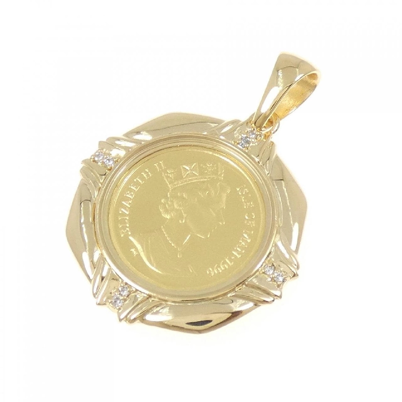 K18YG(khung) Dây chuyền đồng xu kim cương 0.08CT - Hàng hiệu Chính hãng 865195