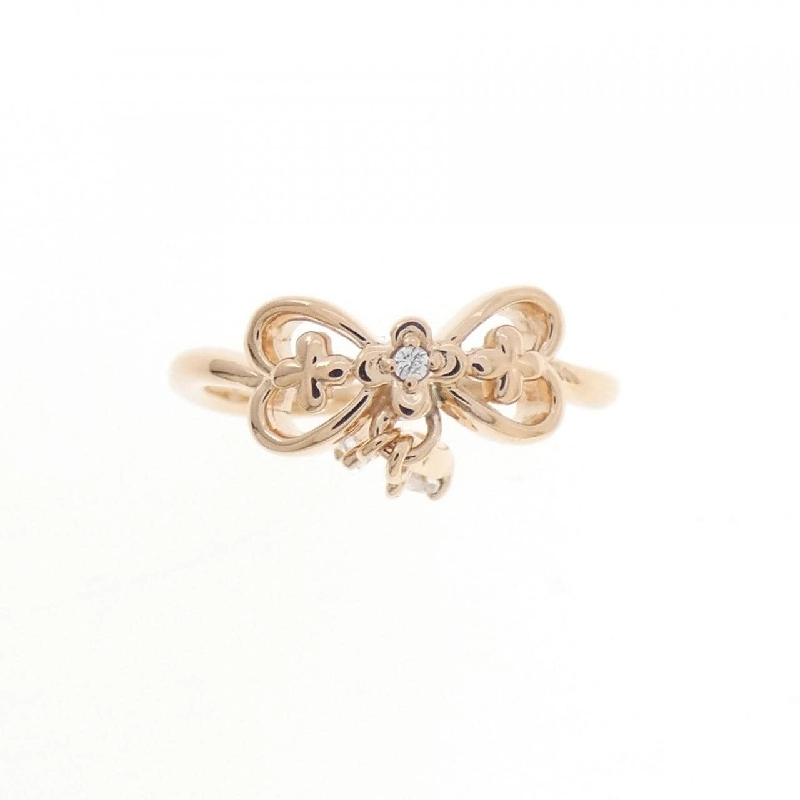 Nhẫn hồng K10PG hình trái tim và ruy băng - Hàng hiệu Authentic 849419