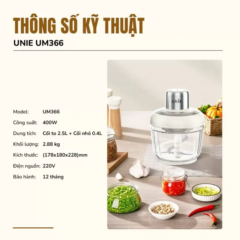 UNIE UM366 – Máy xay thịt dung tích lớn 2,5L cho gia đình 782046