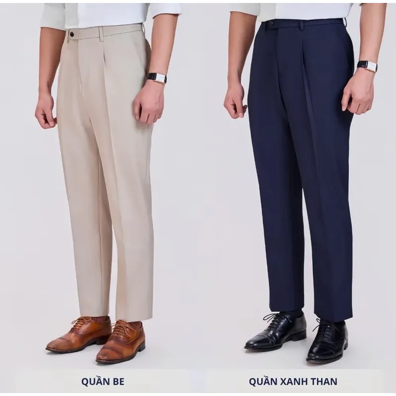 Quần Tây nam màu be và xanh than kiểu dáng lịch sự, chất liệu nhập khẩu 1032377
