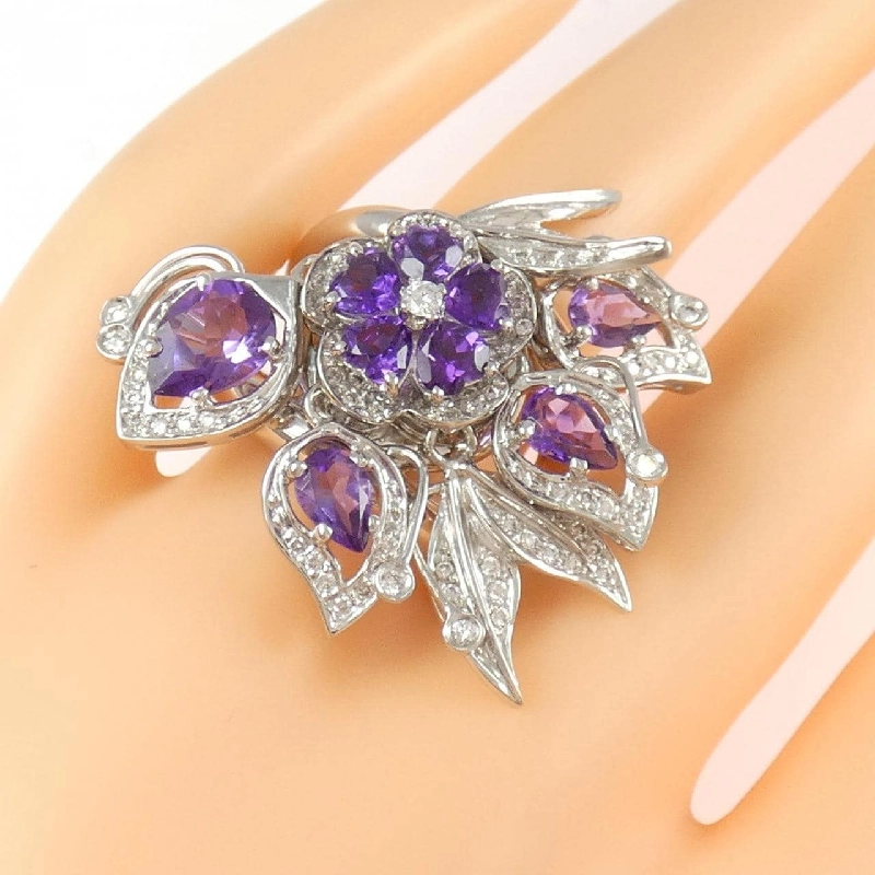 Nhẫn hoa Amethyst K18WG - Hàng hiệu Authentic 851279