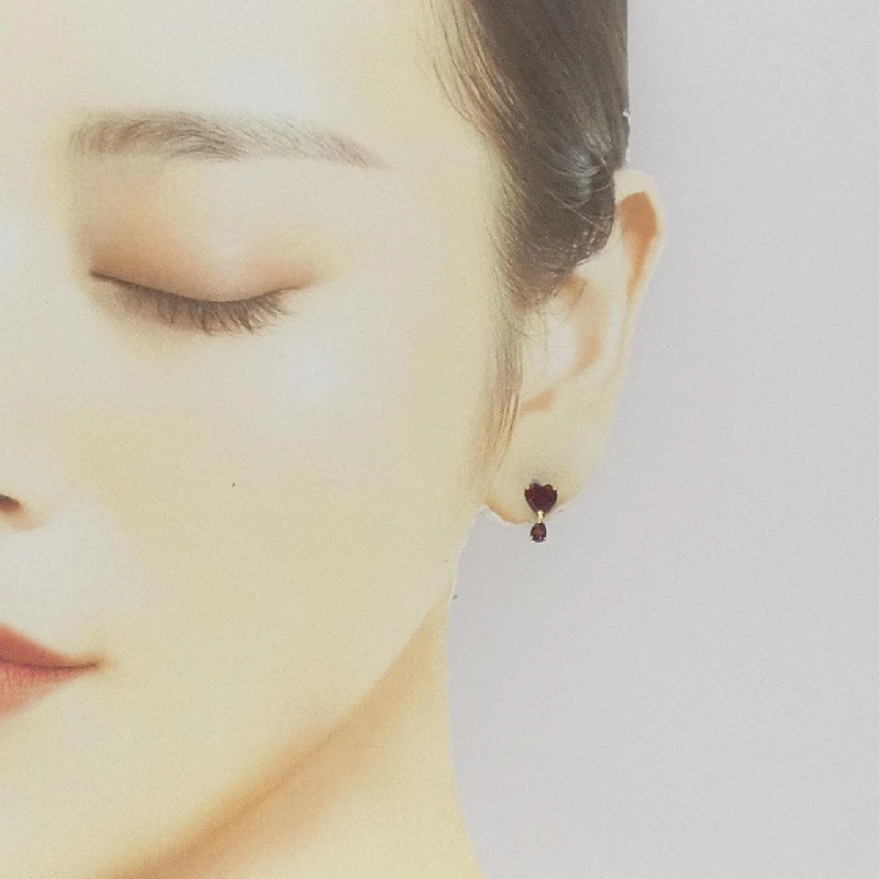 K18YG Bông tai Garnet hình trái tim 2.2CT - Hàng hiệu Chính hãng 867711