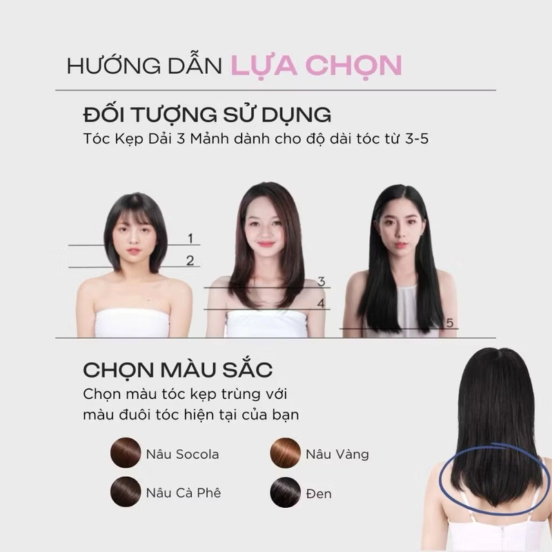 Tóc kẹp màu đen tự nhiên New 519098