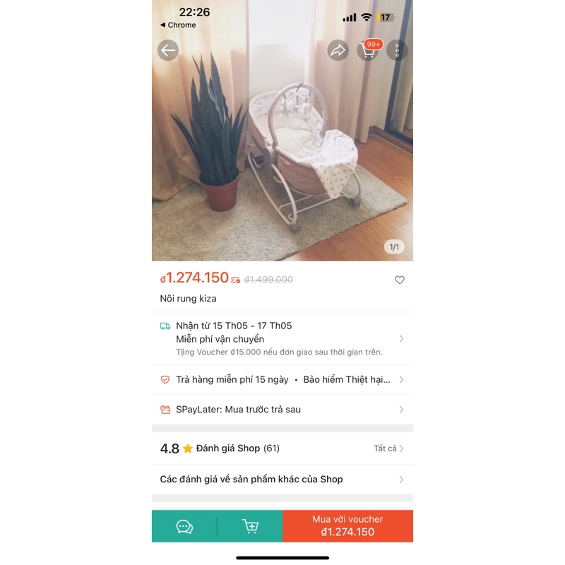Nôi điện rung cho bé 447756