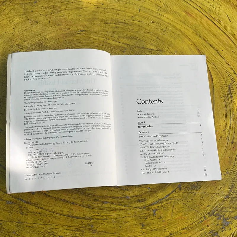 THE MANTAL HEALTH TECHNOLOGY BIBLE- LARRY D. ROSEN AND MICHELLE M. WEIL (b) 720095
