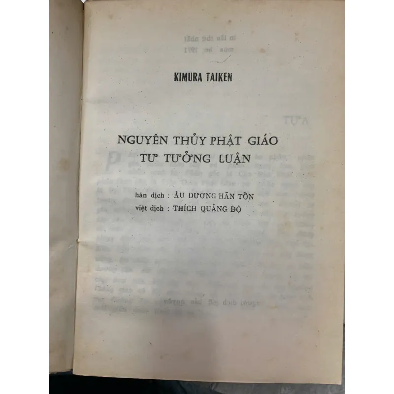 NGUYÊN THỦY PHẬT GIÁO TƯ TƯỞNG LUẬN - KIMURA TAIKEN 712544