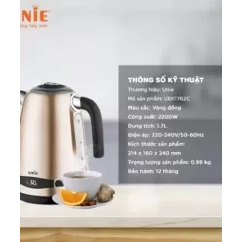 🔥 Ấm siêu tốc UNIE UEK1762C – Dung tích 1.7L, công suất 2200W, đun sôi cực nhanh! 716116