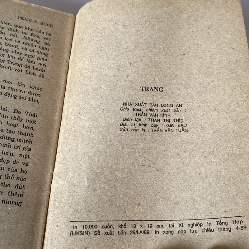 TRANG, PEARL BUCK, GIẢI NOBEL VĂN CHƯƠNG 1938 (XB 1989) 507120