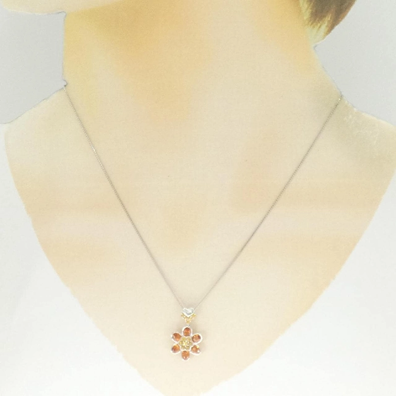 K18WG Hoa Sapphire Dây Chuyền - Hàng hiệu Chính hãng 861041