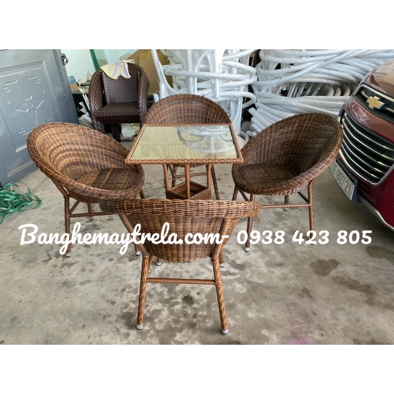 Bộ bàn ghế cafe mây nhựa giá rẻ 530930