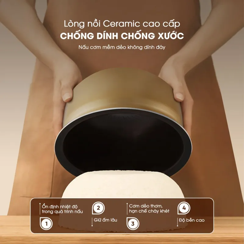 Nồi cơm điện KALITE KRC8018 lòng gốm Ceramic chống dính chống xước 933272