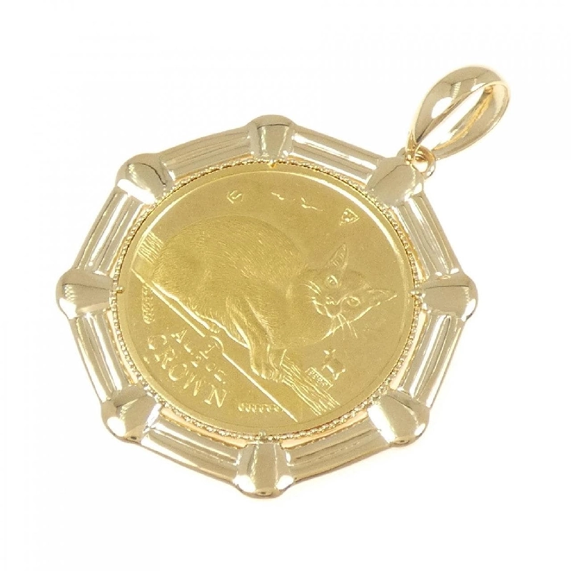 K18YG(枠) Đồng xu Mặt dây chuyền - Hàng hiệu Chính hãng 865366