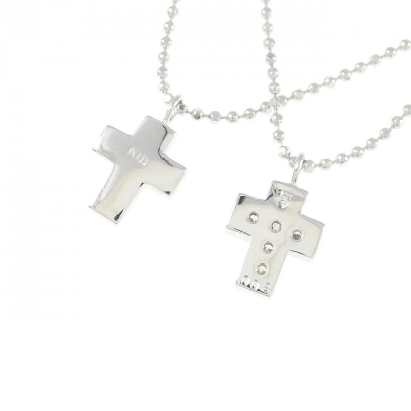 K18WG Dây chuyền kim cương chéo 0.08CT - Hàng hiệu Chính hãng 861377