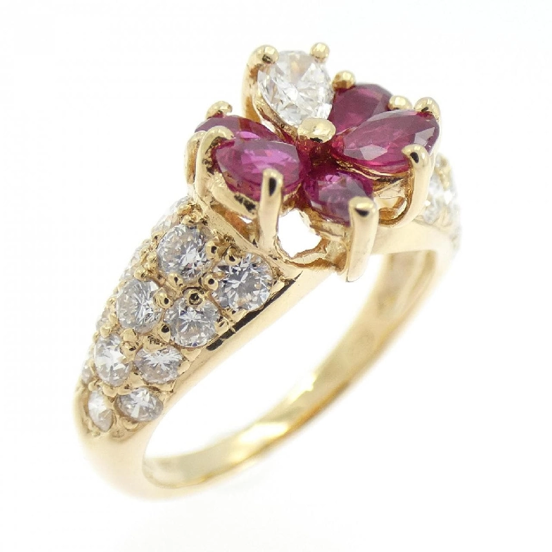 Nhẫn Ruby 750YG Hoa - Hàng hiệu Chính hãng 854612