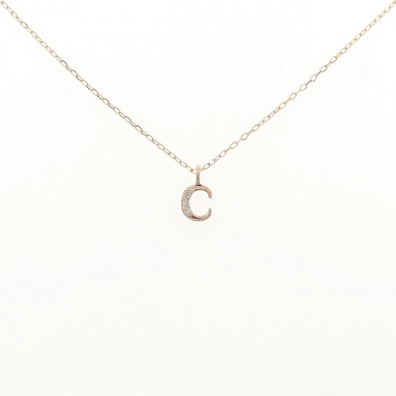 K18PG Chữ cái C Dây chuyền Kim cương 0.01CT - Hàng hiệu Chính hãng 866637