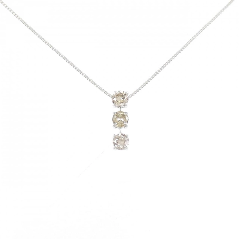 K18WG Dây chuyền kim cương ba viên 0.5CT - Hàng hiệu Authentic 860475