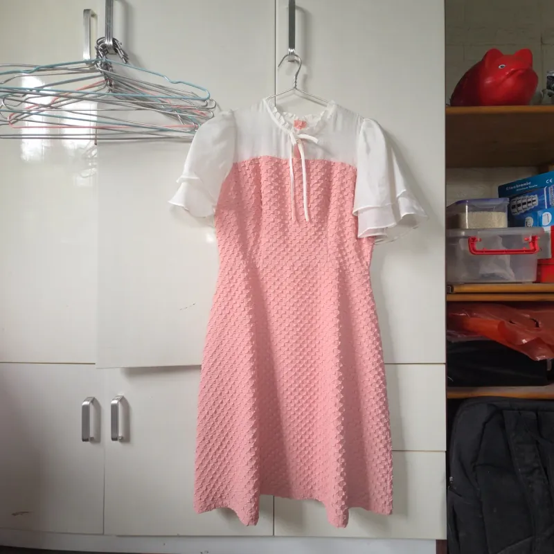 Váy Tay Xòe Điệu 2 lớp Cổ nơ đẹp 1006204